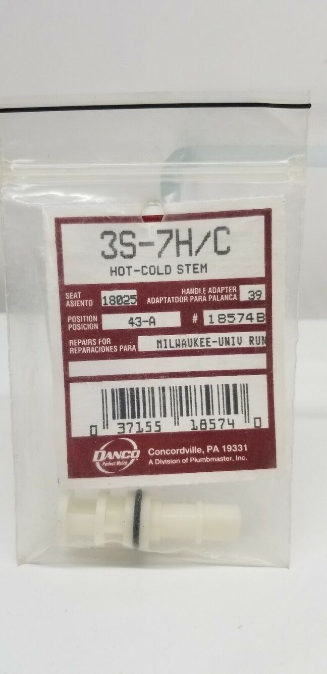 Danco Hot/Col Stem for Milwaukee Faucets, 3S-7H/C, 18574B